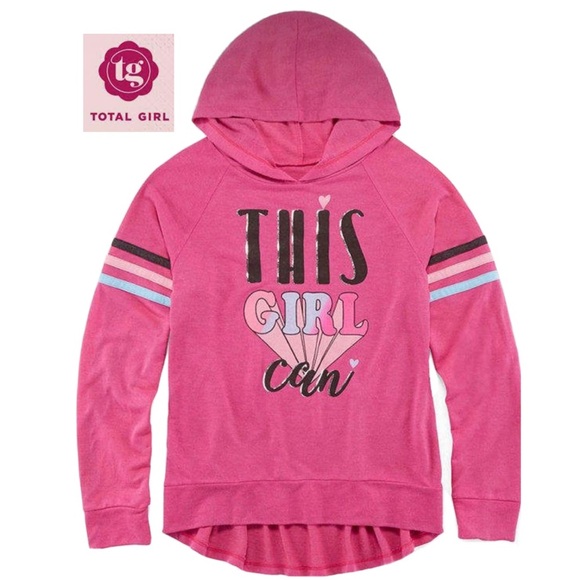 TG Total Girl Pink Graphic Print Hoodie Top - Picture 1 of 7